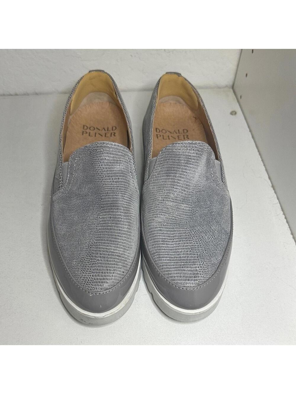 Donald J. Pliner Gray Textured Slip-On Loafers